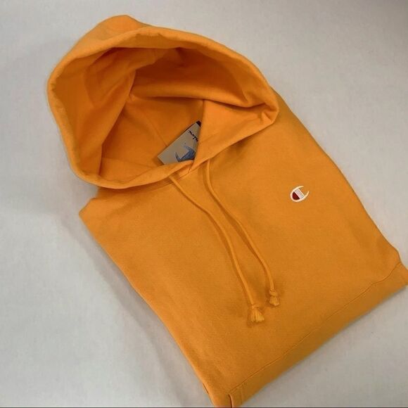 CHAMPION REVERSE WEAVE HEAVYWEIGHT LOGO HOODIE SWEATSHIRT IN GOLD UNISEX SMALL - Picture 7 of 10